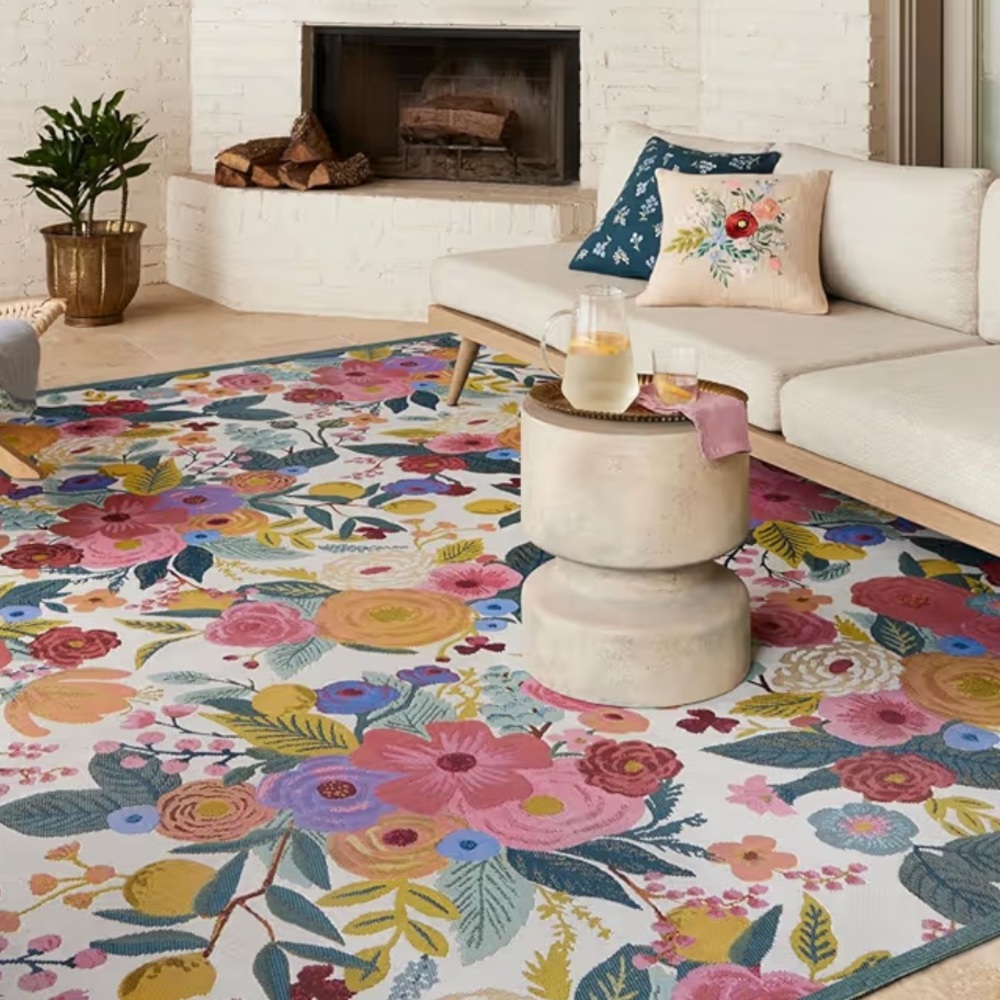 🆕 Rifle Paper Co. Garden Party Rug Runner Indoor Outdoor Floral Easy Care Low